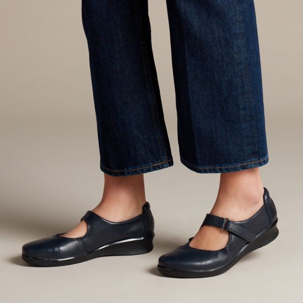 Clarks Womens Hope Henley Flat Shoes Navy | CA-9308761